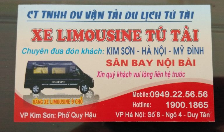Xe limousine Tú Tài Hà Nội Ninh Bình