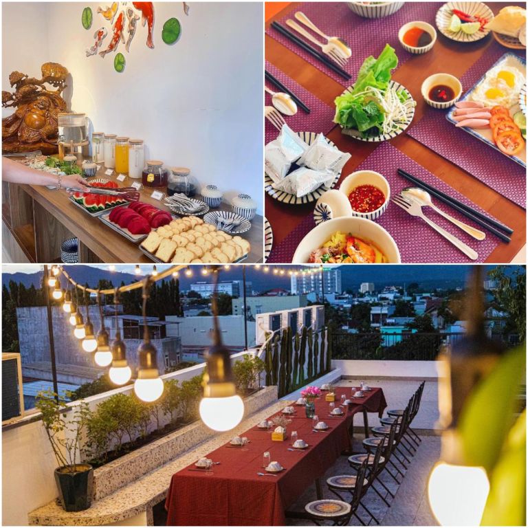 Khu vực nhà hàng rộng rãi, thoáng đãng cùng ẩm thực tại Bông Villa. (Nguồn: Booking.com)