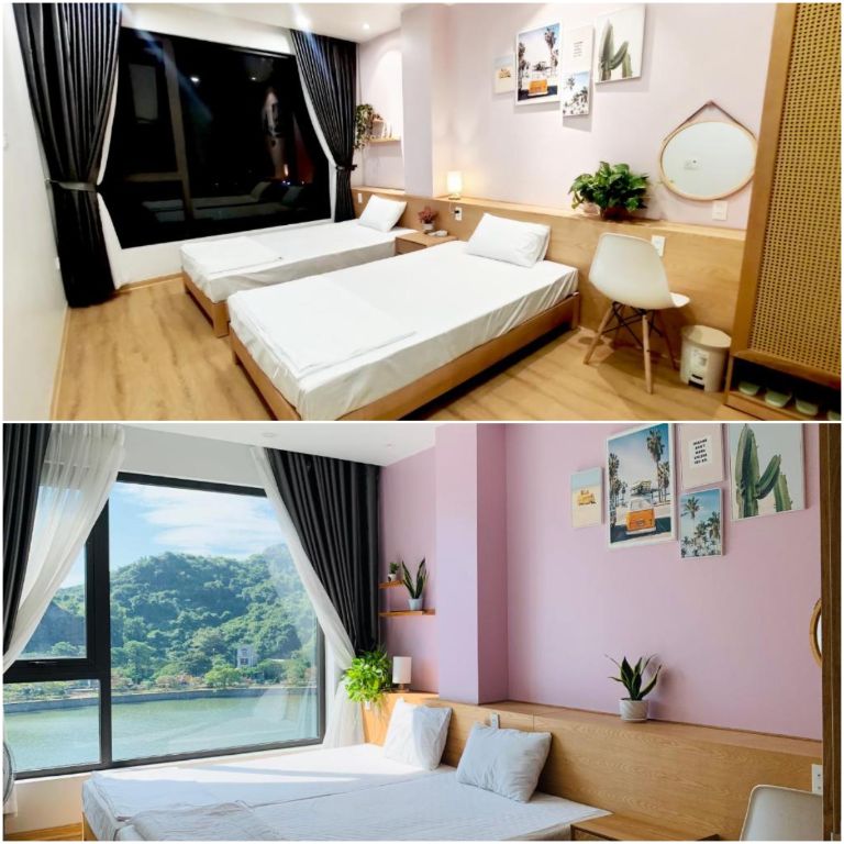 Phòng có hai giường đơn cùng chăn, ga, gối, đệm êm ái, sạch sẽ. (Nguồn: Booking.com)