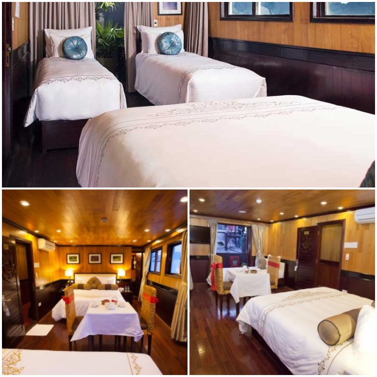 Phòng Family Suite được Du thuyền Aphrodite cung cấp 2 giường đôi hoặc 1 giường đôi và 2 giường đơn, tùy thuộc vào nhu cầu khách hàng. 