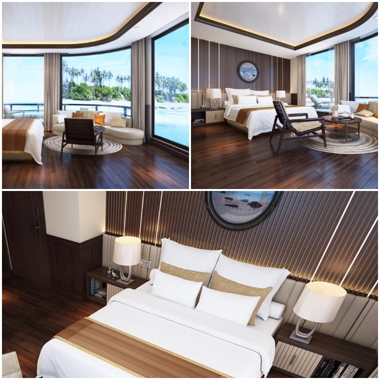 Căn phòng sở hữu cửa sổ panorama giúp du khách không bỏ lỡ khung cảnh nơi Du thuyền Hermes đi qua. 