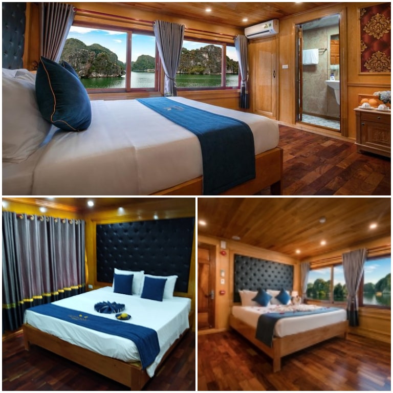 Phòng Deluxe Suite trên Du thuyền Venezia phù hợp cho các cặp đôi hoặc đôi bạn nghỉ dưỡng. 