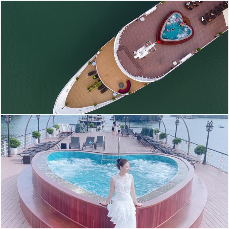 Bể bơi hình trái tim là thiết kế độc đáo và ăn khách nhất tại du thuyền Aspira.