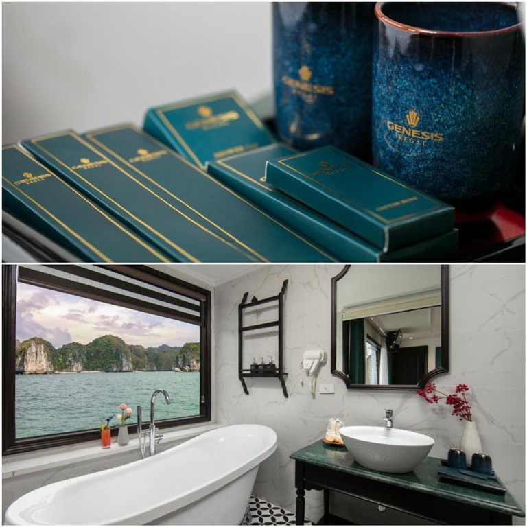 Phòng tắm được thiết kế rộng có bồn tắm ngay cạnh cửa sổ tạo không gian ngắm cảnh tuyệt vời. 