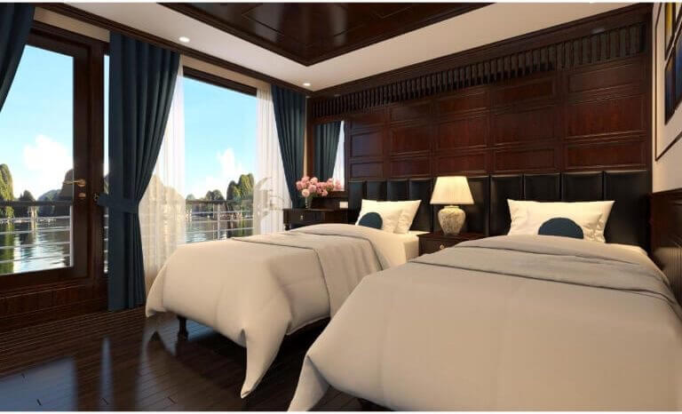 Phòng hạng Senior Suite có giường được đặt vị trí view hướng thẳng ra biển và vịnh