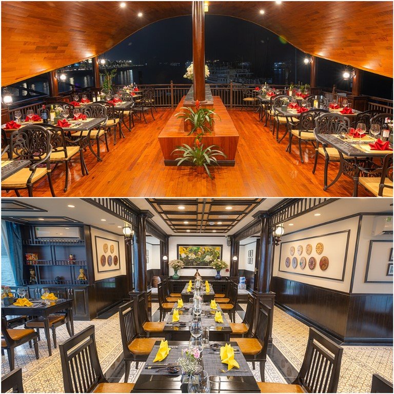 Nhà hàng Lotus và nhà hàng Moonlight được xây dựng để phục vụ nhu cầu ăn uống sang chảnh của du khách. 