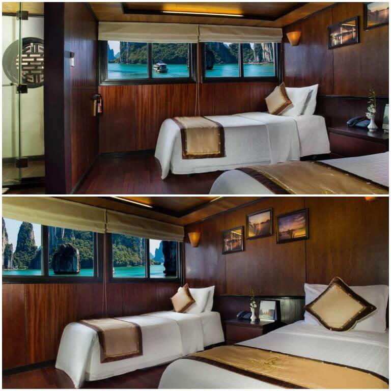 Phòng có thiết kế chủ yếu bằng gỗ giúp du khách có không gian nghỉ ngơi chất lượng