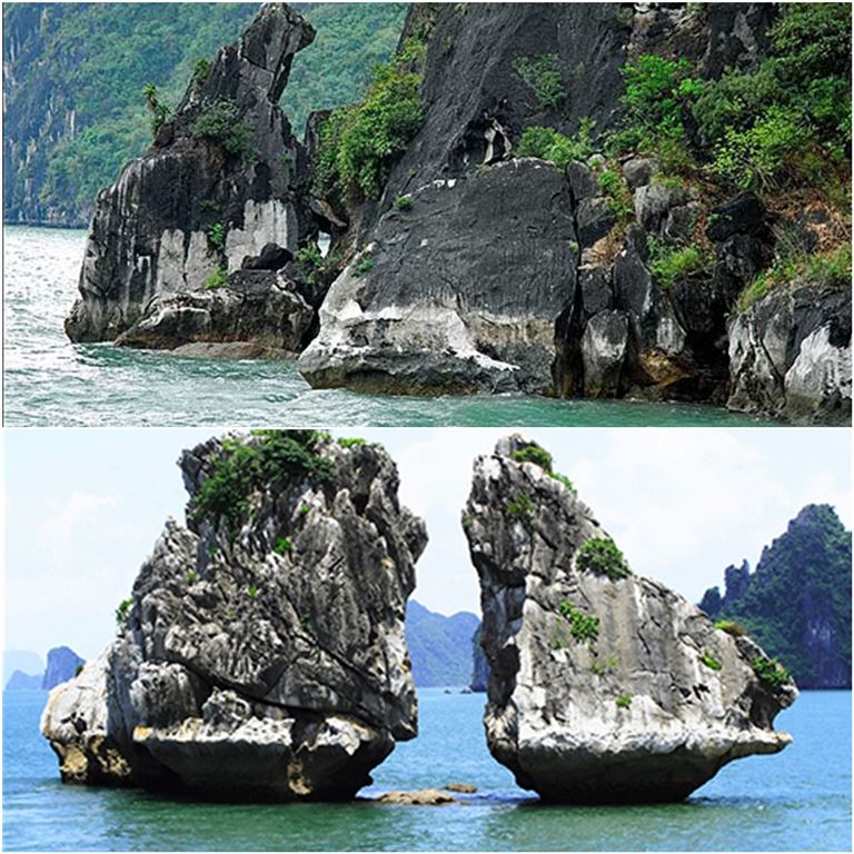 Các hòn đảo lớn nhỏ và có hình dạng độc đáo tại vịnh Hạ Long. 