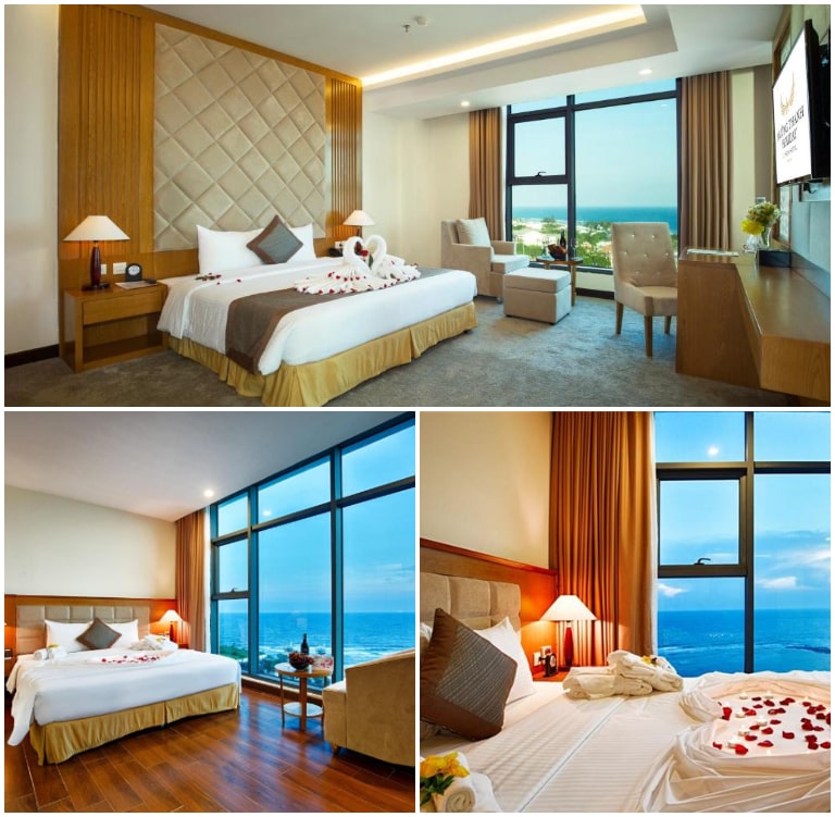 Phòng nghỉ tại khách sạn tour du lịch Lý Sơn đều có cửa sổ hướng biển thoáng mát