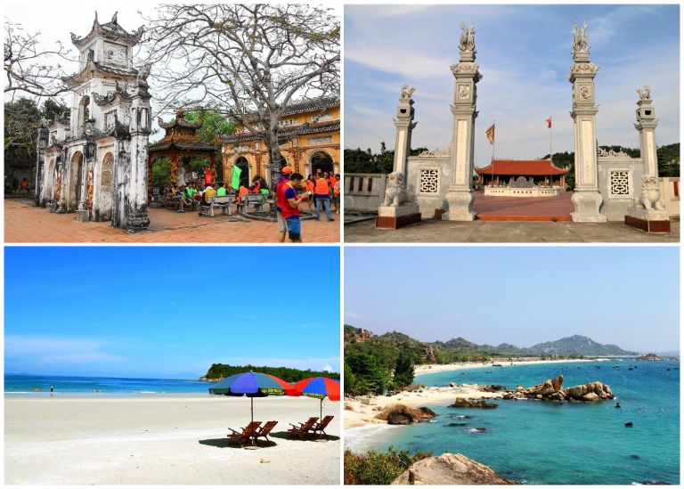 Buổi chiều du khách đi thăm quan đền chùa, miếu đỉnh và các bãi biển nổi tiếng thơ mộng tại đảo Quan Lạn