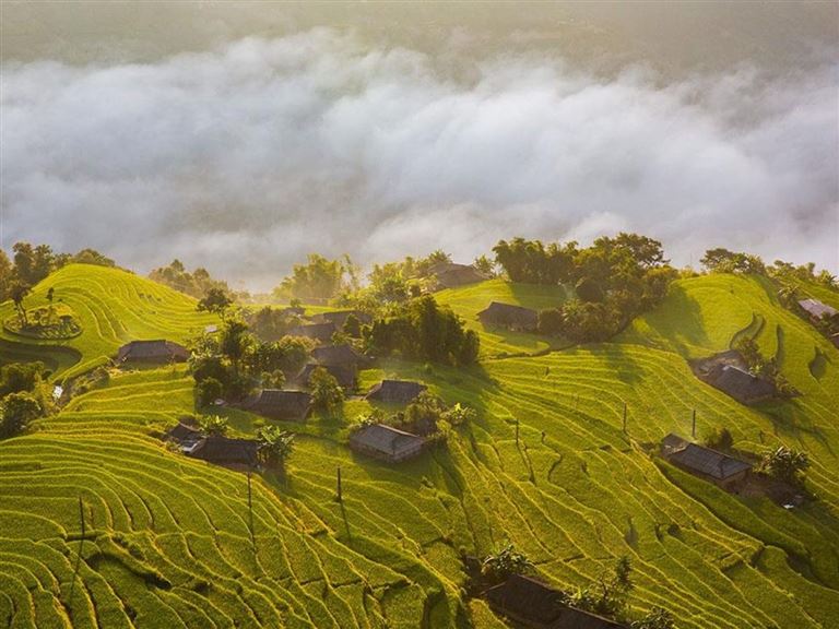 Bản Phùng là một trong những khu vực ngắm ruộng bậc thang đẹp nhất tại Hoàng Su Phì Hà Giang. 