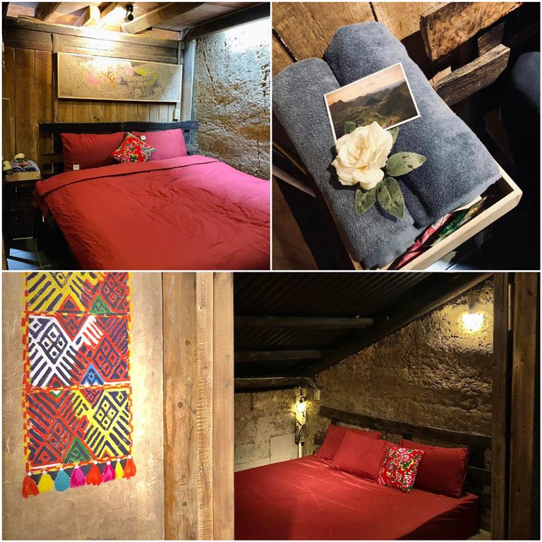 Khách hàng luôn có những giấc ngủ ngon trong các căn phòng nghỉ ấm áp, nệm êm, chăn ấm tại Lolo Ancient House - homestay Lô Lô Chải Hà Giang chất lượng. 