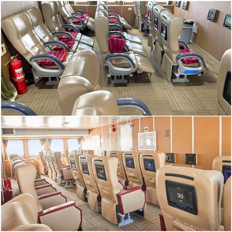 Hệ thống 598 ghế ngồi được bố trí hợp lý, tạo lối đi rộng mở, giúp khách hàng dễ dàng vận chuyển đồ đạc, hành lý.
