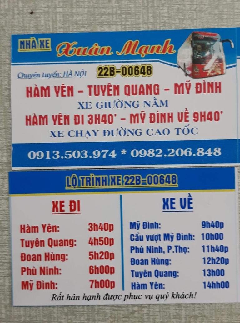 Đơn vị Xuân Mạnh có 2 chuyến mỗi ngày di chuyển từ sáng sớm.