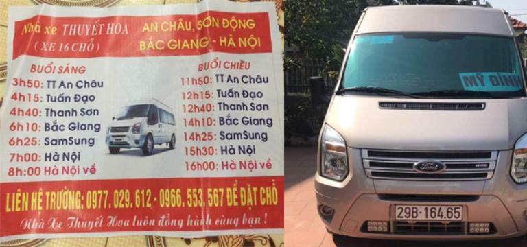 Nhà xe Thuyết Hoa đã có nhiều năm hoạt động trên cung đường Hà Nội Sơn Động.