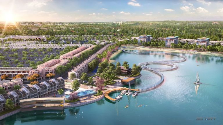 Sự phát triển của đảo Vũ Yên mở ra dáng hình của một quần thể hiện đại ngay giữa hạ lưu sông Cấm.