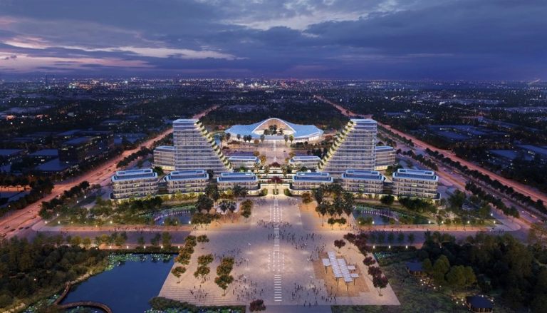 Kiến trúc sang trọng và quy mô rộng lớn của trung tâm hành chính mới.