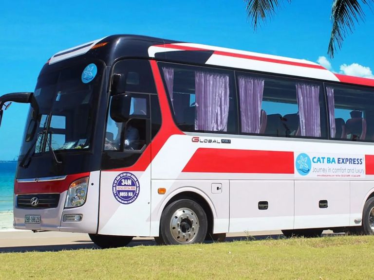 Hình ảnh xe Cát Bà Express lăn bánh đúng giờ mỗi ngày.