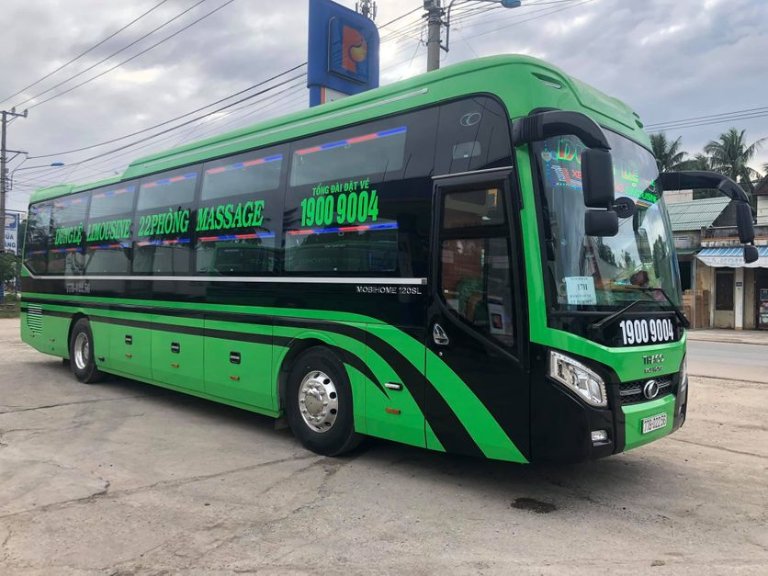 Dũng Lệ giường nằm 40 chỗ tiêu chuẩn, đón tại Bình Tân Sài Gòn.