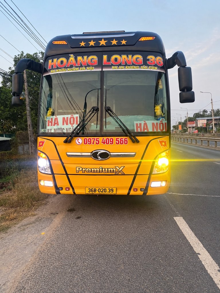 Hoàng Long 36: limousine 22–32 chỗ WC, trả Ngã 3 Túy Loan