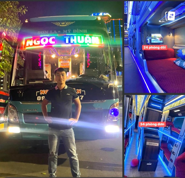 Xe giường nằm Ngọc Thuận 40 chỗ tại Bến xe Mỹ Đình Hà Nội chuyến tối